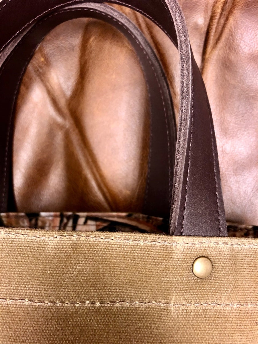 Waxed Canvas & Leather Wine Tote