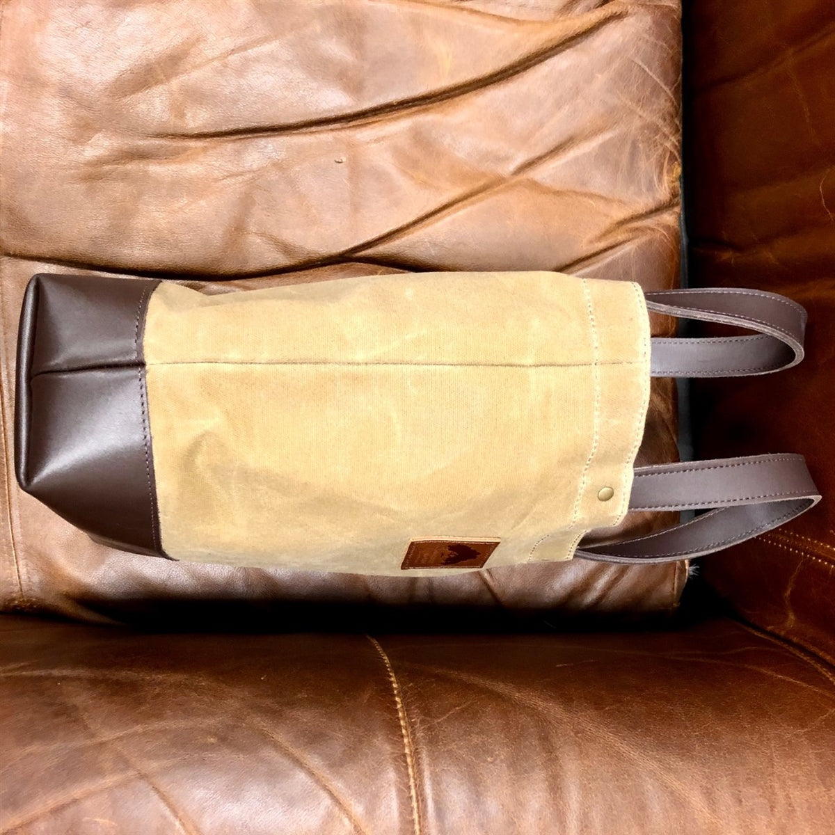 Waxed Canvas & Leather Wine Tote