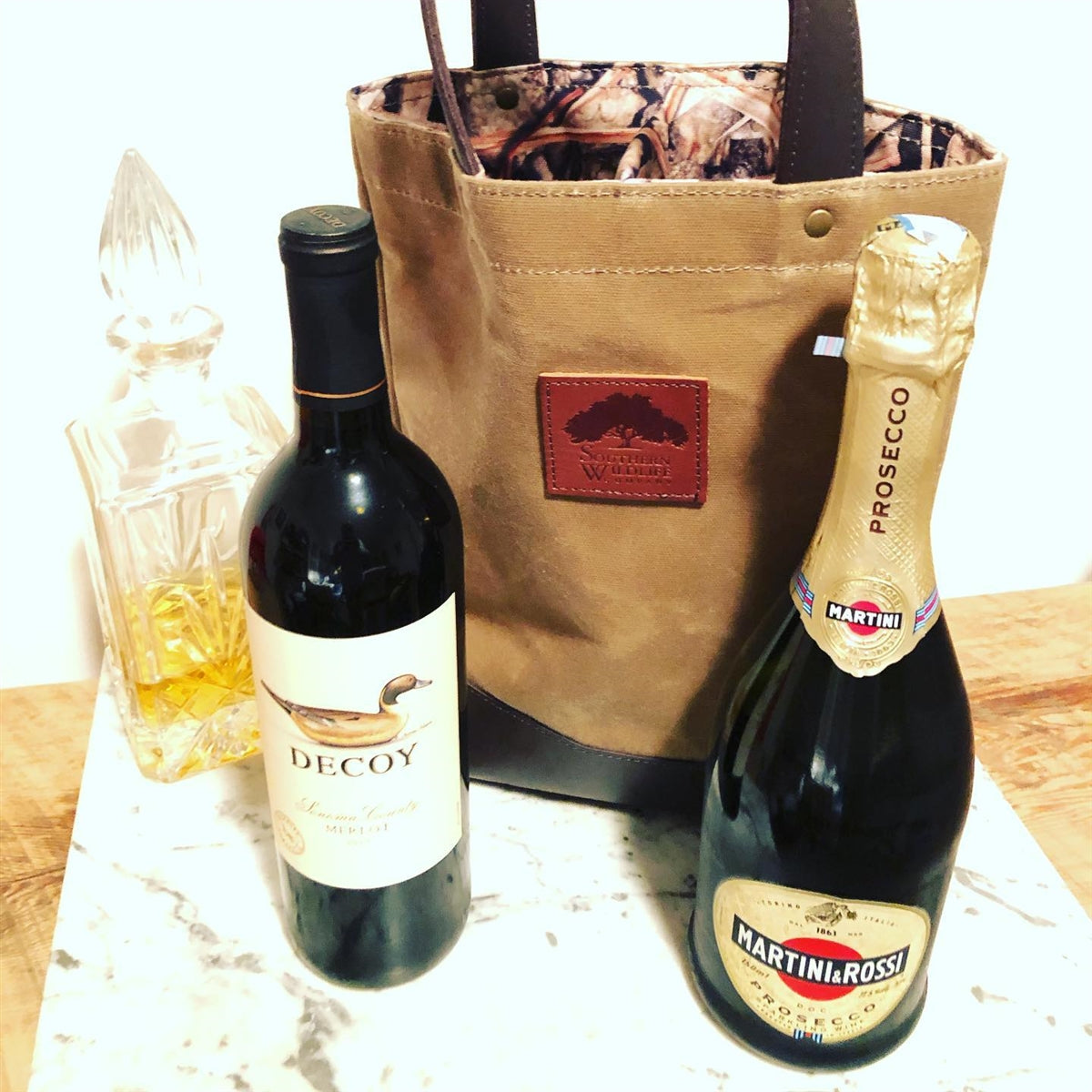 Waxed Canvas & Leather Wine Tote