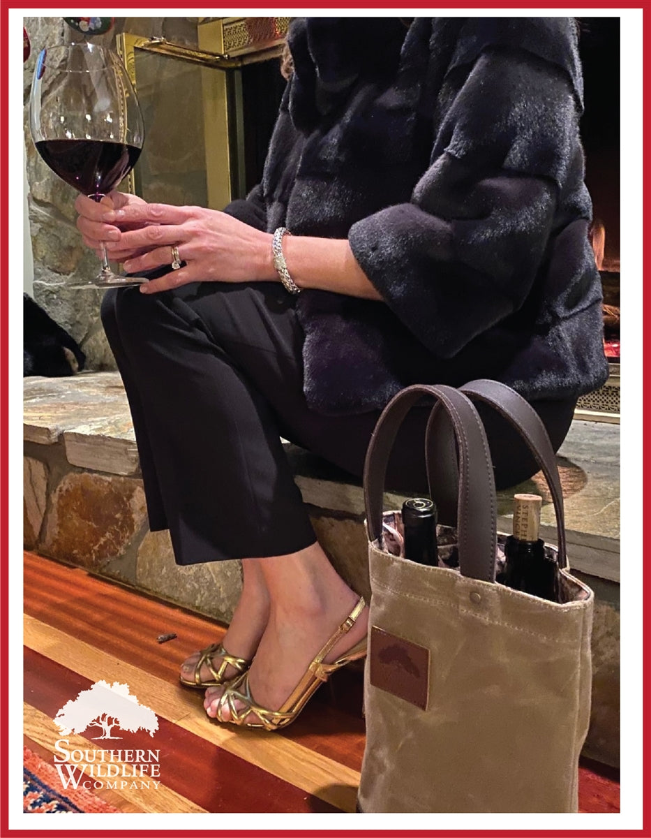 Waxed Canvas & Leather Wine Tote