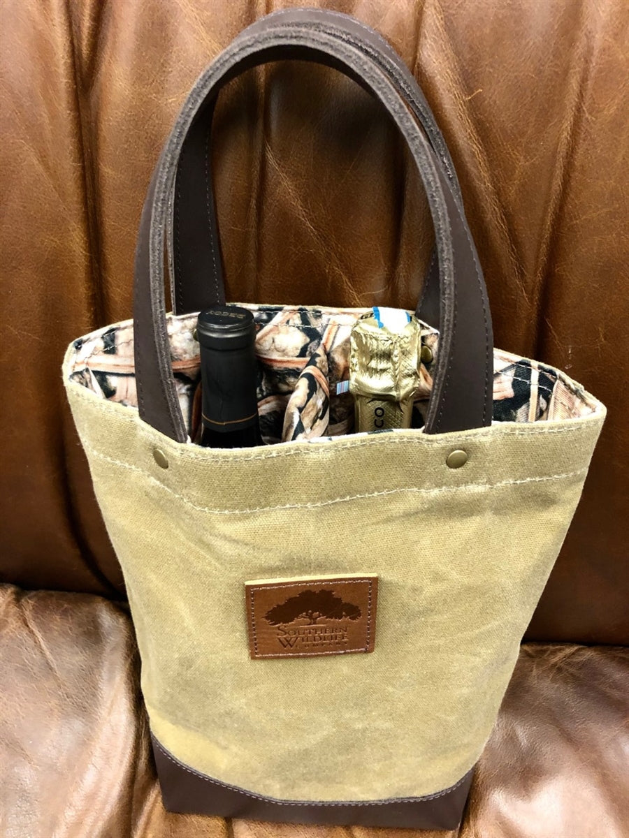 Waxed Canvas & Leather Wine Tote