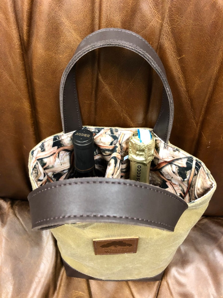 Waxed Canvas & Leather Wine Tote