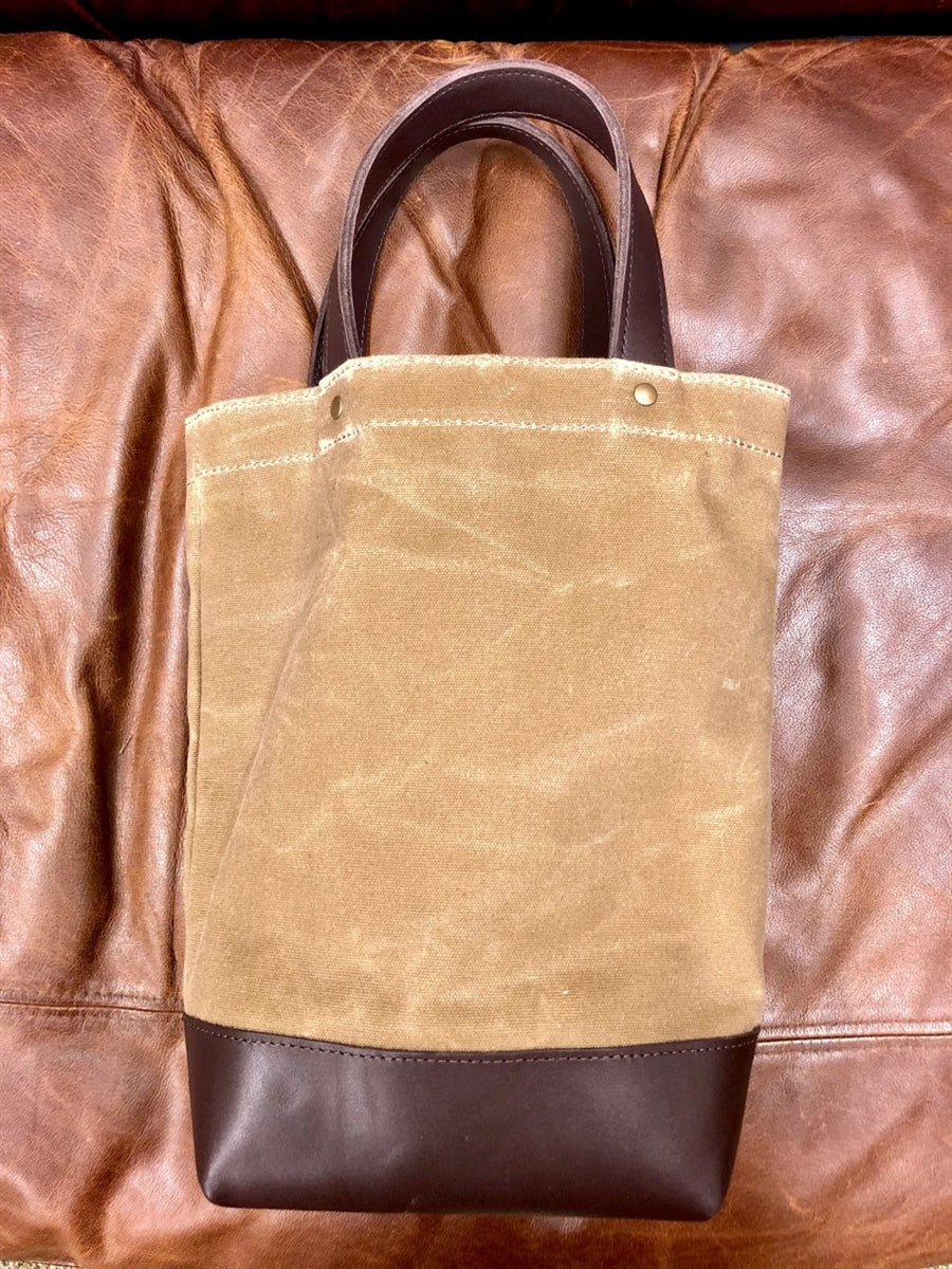 Waxed canvas wine online tote