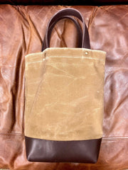 Waxed Canvas & Leather Wine Tote