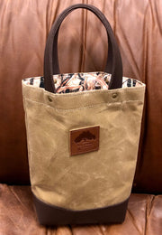 Waxed Canvas & Leather Wine Tote
